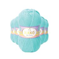Nako 10535 5 Adet Açık Turkuaz Elite Baby El Örgü İpi Tüylenmeyen Bebek Yünü
