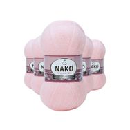 Nako 11502 Angora 5 Adet Pembe Lüks El Örgü İpi