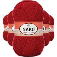 Nako 1175 Süper İnci 5 Adet 100 gr Koyu Kırmızı El Örgü İpi