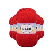 Nako 207 5 Adet Alev Kırmızı Elite Baby El Örgü İpi Tüylenmeyen Bebek Yünü