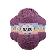 Nako 21352 5 Adet Pembe Gri Elite Baby El Örgü İpi Tüylenmeyen Bebek Yünü