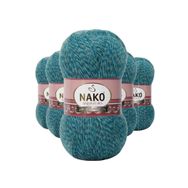 Nako 21357 Petrol Muline 5 Adet Angora Lüks El Örgü İpi