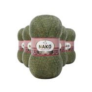 Nako 21358 Angora 5 Adet Yeşil Muline Lüks El Örgü İpi