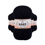 Nako 217 Süper İnci 5 Adet 100 gr Siyah El Örgü İpi