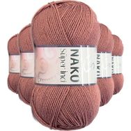 Nako 2248 Süper İnci 5 Adet 100 gr Marsala Kırmızı El Örgü İpi