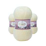 Nako 256 3 Adet Angora Lüks Krem El Örgü İpi