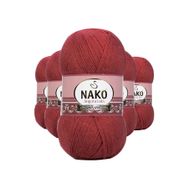 Nako 6679 Angora 5 Adet Bordo Lüks El Örgü İpi