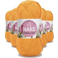 Nako 97553 Koyu Sarı 5 Adet Cotton Lüks Yelek Tunik Kazak Bluz Hırka İpi Yünü