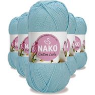 Nako 97564 Buz Mavi 5 Adet Cotton Lüks Yelek Tunik Kazak Bluz Hırka İpi Yünü