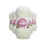 Nako 97570 5 Adet Süt Beyaz Cotton Lüks Yelek Tunik Kazak Bluz Hırka İpi Yünü