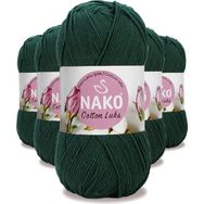 Nako 97580 Koyu Yeşil 5 Adet Cotton Lüks Yelek Tunik Kazak Bluz Hırka İpi Yünü