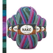 Nako No: 82408 Vega Stripe Premium Akrilik 5 Adet El Örgü İpi Yünü