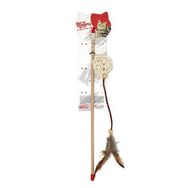 Natura 45 cm Deri Tüylü Bambu Top Kedi Olta Oyuncağı