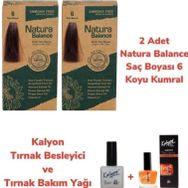 Natura Balance 6 Koyu Kumral 2 Adet Saç Boyası + Kalyon Tırnak Besleyici ve Bakım Yağı