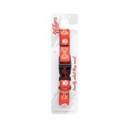 Natura Kırmızı 30-45 cm Yetişkin Köpekler İçin Pati Ve Kemik Desenli Boyun Tasması