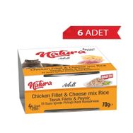 Natura Tavuk Filetolu ve Peynirli 70 gr 6 Adet Yetişkin Kedi Konservesi