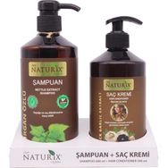Naturix 600 ml Doğal Isırgan Otu Şampuanı + 500 ml Siyah Sarımsak Saç Kremi
