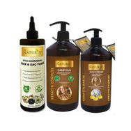 Naturix Siyah Sarımsaklı 400 ml Sirke ve Saç Toniği + Tuzsuz Keratin 600 ml Şampuan + 500 ml Saç Kremi