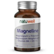 Natuwell Magneline Magnezyum L-Treonat Bisglisinat Vitamin C B6 D3 30 Tablet