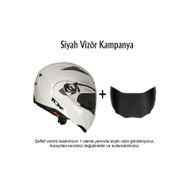 NCR Çene Açılır Siyah Cam Kask