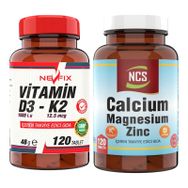 Ncs Calcium Magnesium Zinc 120 Tablet + Nevfix Vitamin D3 K2 120 Tablet
