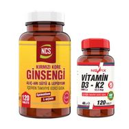 Ncs Kırmızı Kore Ginsengi 120 Tablet + Nevfix Vitamin D3 K2 120 Tablet
