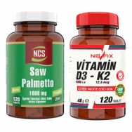 Ncs Saw Palmetto 1000 mg 120 Tablet + Nevfix Vitamin D3 K2 120 Tablet