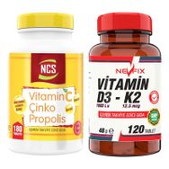 Ncs Vitamin C Çinko Propolis 180 Tablet + Nevfix Vitamin D3 K2 120 Tablet