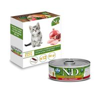 N&D 12x80 gr Prime Tahılsız Kitten Tavuklu Narlı Yavru Kedi Konservesi