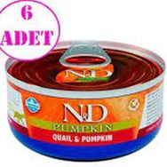 N&D 6x70 gr Balkabaklı Tahılsız Bıldırcın Etli Yetişkin Kedi Konservesi