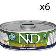 N&D 6x80 gr Prime Kuzulu ve Yaban Mersinli Tahılsız Yetişkin Kedi Konservesi