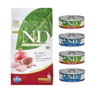 N&D Kitten Tavuklu Narlı 3 kg + 4'lü konserve set Yavru Kedi Maması