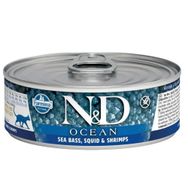 N&D Ocean Levrek Ve Mürekkep Balıklı Karidesli 80 gr Yetişkin Kedi Konservesi