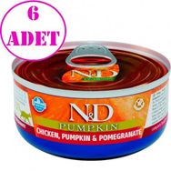 N&D Pumpkin Balkabaklı Tavuklu ve Narlı Tahılsız 6x70 gr Yetişkin Kedi Konservesi