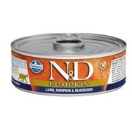 N&D Pumpkin Tahılsız Kuzu Yaban Mersini Balkabağı 12x70 gr Yaş Kedi Konservesi