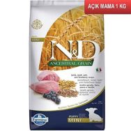 N&D Puppy Düşük Tahıllı Kuzu Etli ve Yaban Mersinli Küçük Irk Yavru 1 kg Açık Köpek Maması