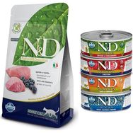 N&D Tahılsız Kuzu Yaban Mersini 1,5 kg Kedi Maması + 4'lü 80 gr Karışık Konserve