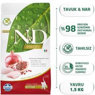 N&D Tahılsız Tavuk ve Narlı Yavru 1.5 kg Kuru Kedi Maması