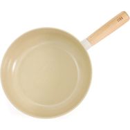 Neoflam 26 cm Döküm Ahşap Saplı Bej Wok Tava