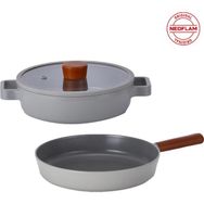 Neoflam Fika Gri 3 Parça Pratik 26 cm Tava ve Tencere Seti