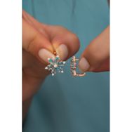 Nereze 925 Ayar Aquamarin Taşlı Çiçek Kadın Gümüş Küpe