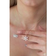 Nereze 925 Ayar Beyaz Taşlı Çiçek Kadın Gümüş Kolye