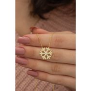 Nereze 925 Ayar Gold Kartanesi Kadın Gümüş Kolye