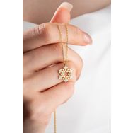 Nereze 925 Ayar Gümüş Gold Kartanesi Tasarım Kolye