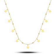 Nereze 925 Ayar Gümüş Gold Minik Toplu Yıldızlı Şans Kolye