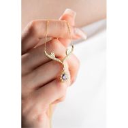 Nereze 925 Ayar Gümüş Gold Mor Damla Taşlı Tasarım Kolye