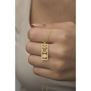 Nereze 925 Ayar Gümüş Gold Şans Figürlü Şans Kadın Kolye