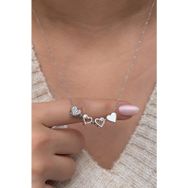 Nereze 925 Ayar Gümüş Mıknatıslı Ayrılabilir Rodyumlu 4 Kalpli Yonca Kadın Kolye