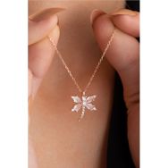 Nereze 925 Ayar Gümüş Pembe Zirkon Taşlı Yusufcuk Kolye