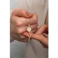 Nereze 925 Ayar Gümüş Rose Dalında Papatya Kolye